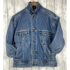 Vintage Marlboro Country Store Denim Jacket Medium Blue Flannel Lined VTG 90s
